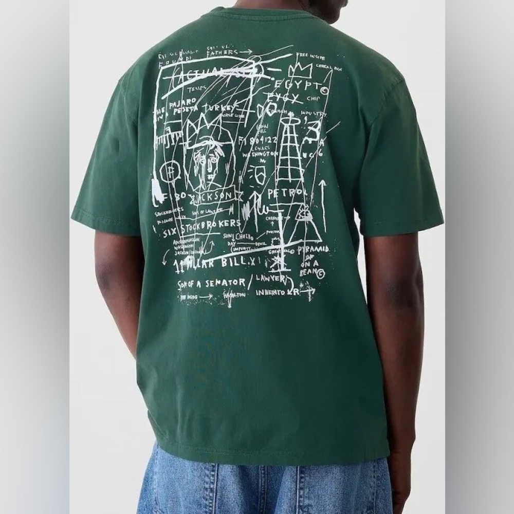NWT Gap Men’s Basquiat Short Sleeve Graphic T Shirt Forest Essex Green XXL